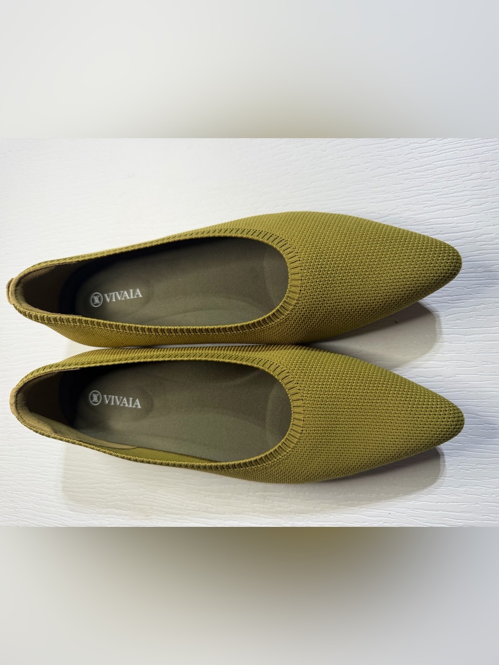 Vivaia Aria 5 Pointed Toe Ballet Flats in Olive Green- Size 40.5 - Picture 2 of 11